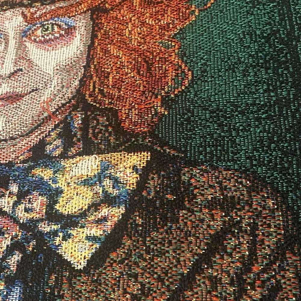 Mad Hatter Tea Party Woven Throw Tapestry Fringe Alicecore Wall Hanging 60